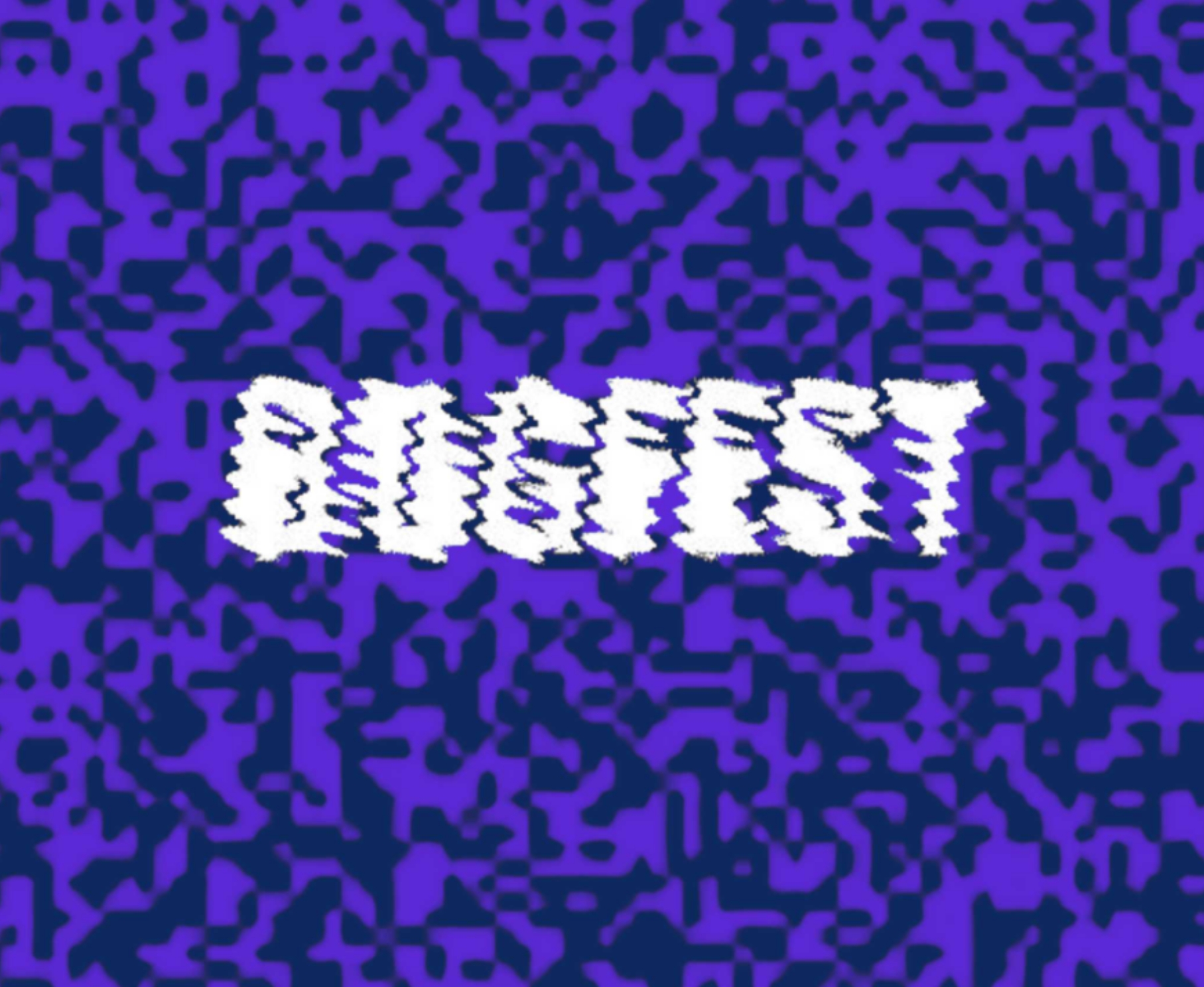 Bogfest text scribbled on a purple noisy background.